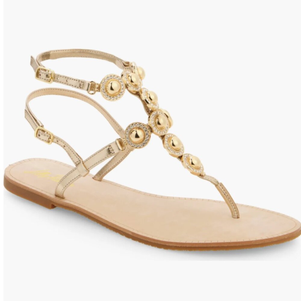 Lilly Pulitzer Palermo Gold Metallic Leather sandals Size 8.5 - Brand New in Box